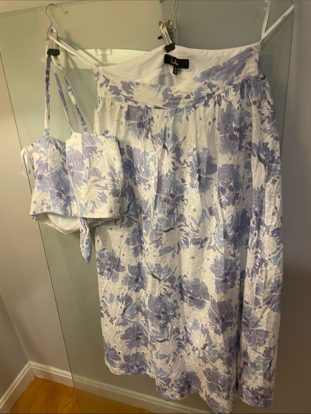 Lulu's White and Lavender Floral Midi Dress Set